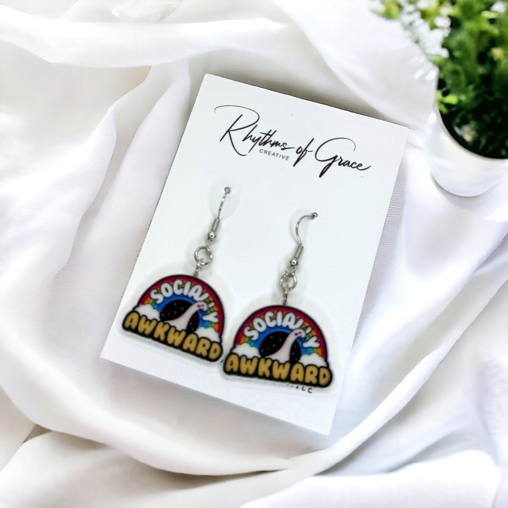 Socially Awkward Earrings - Handmade Earrings, Introvert Jewelry, Introvert Gift, Funny Earrings, Sweater, Introvert Earrings, Serotonin