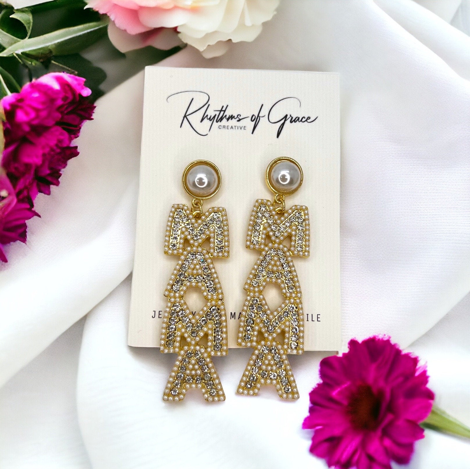 Sparkle with Pride: Rhinestone MAMA Earrings! - Rhythms of Grace Creative