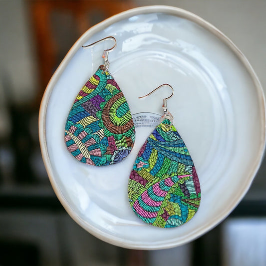 Paisley Earrings - Neutral Jewelry, Dangle Earrings, Boho Chic, Boho Style, Bohemian Earrings, Bohemian Style, Handmade Earrings, Colorful
