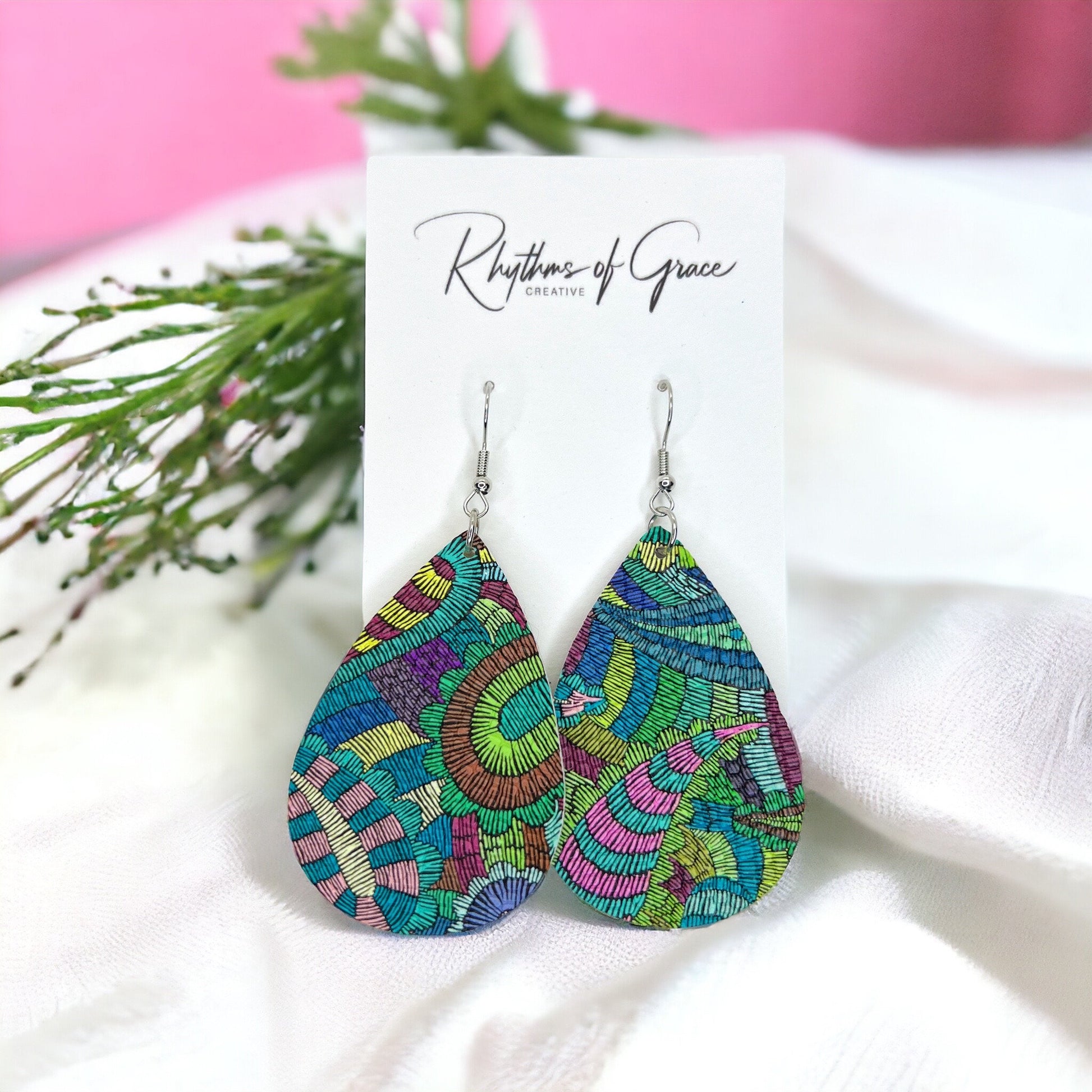 Paisley Earrings - Neutral Jewelry, Dangle Earrings, Boho Chic, Boho Style, Bohemian Earrings, Bohemian Style, Handmade Earrings, Colorful