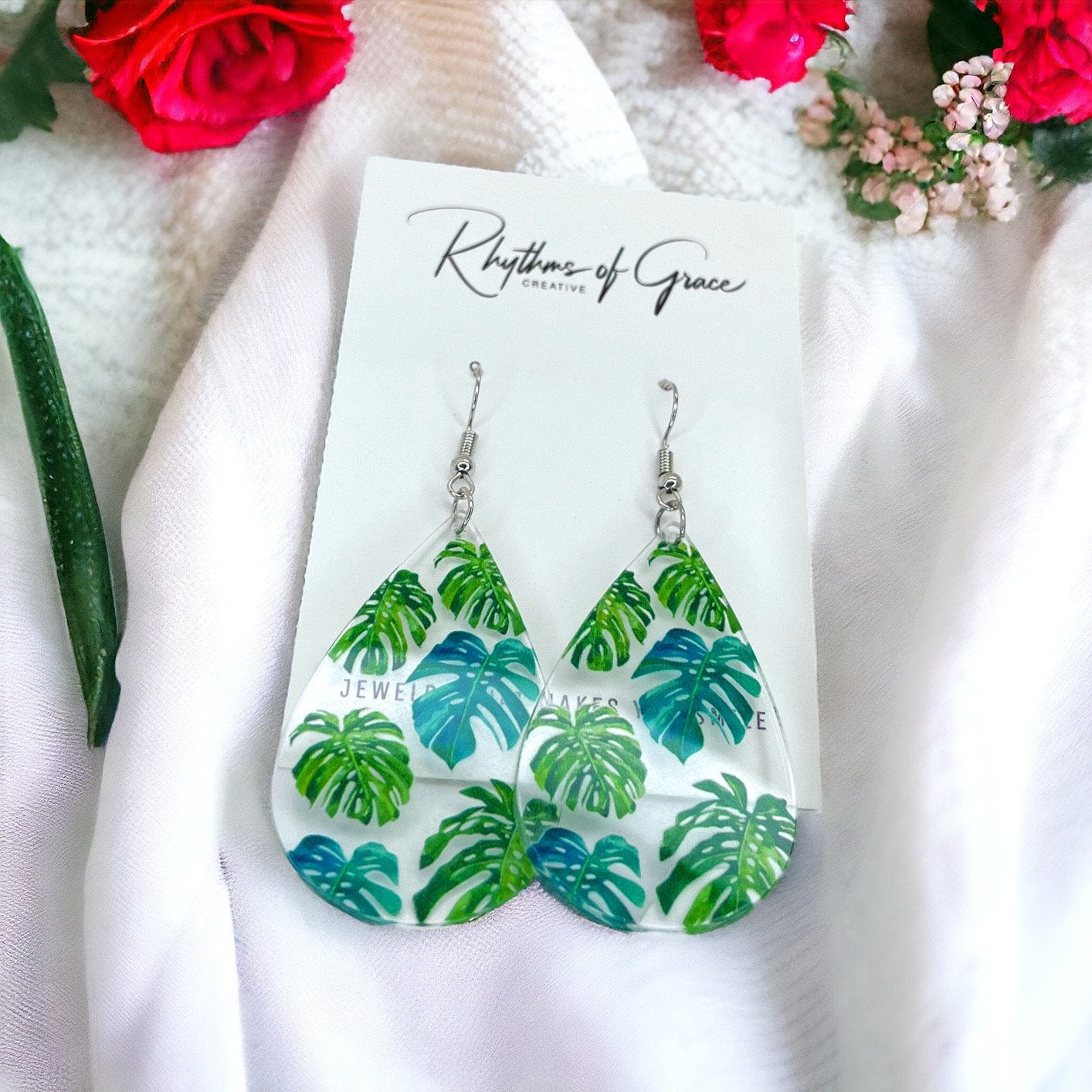 Plant Earrings - Plant Jewelry, Dangle Earrings, Boho Chic, Boho Style, Plant Lady, Bohemian Style, Handmade Earrings, Green Thumb, Plants