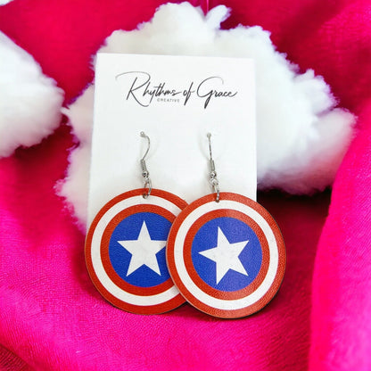 Stars and Stripes Earrings - USA Jewelry, Dangle Earrings, Handmade Earrings, Handmade Jewelry, Red White and Blue, America, Fourth of July