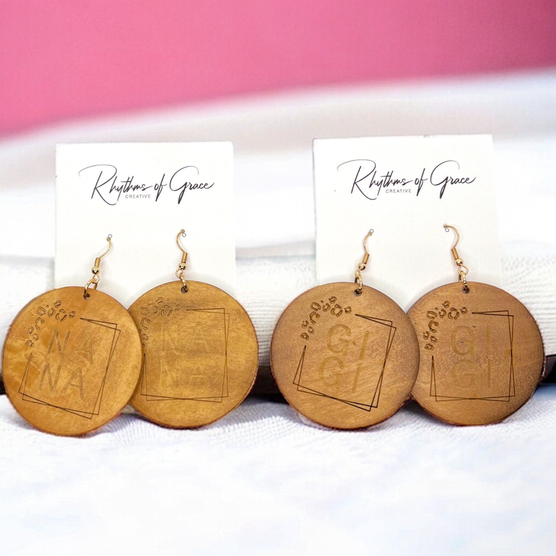 Celebrate Grandma Love: Wooden Nana & GiGi Dangle Earrings! - Rhythms of Grace Creative