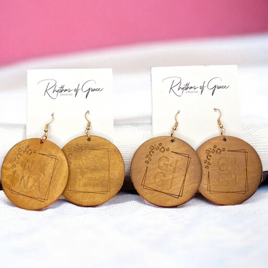 Celebrate Grandma Love: Wooden Nana & GiGi Dangle Earrings! - Rhythms of Grace Creative