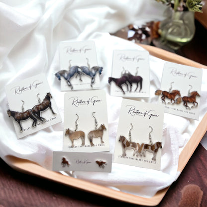 Unleash Your Inner Cowgirl with Our Handcrafted Horse Earrings! 🐴 - Rhythms of Grace Creative
