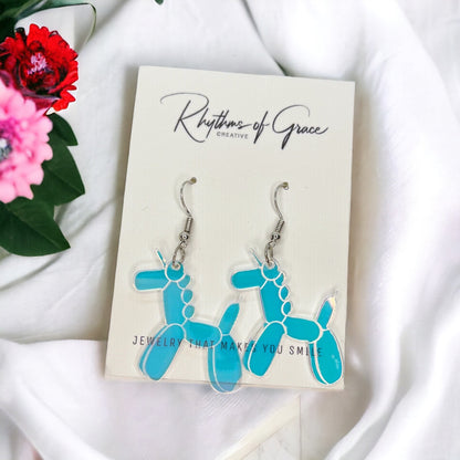 Whimsical Balloon Animal Earrings - Choose Your Favorite Unicorn or Dog Style! 🦄🐶 - Rhythms of Grace Creative