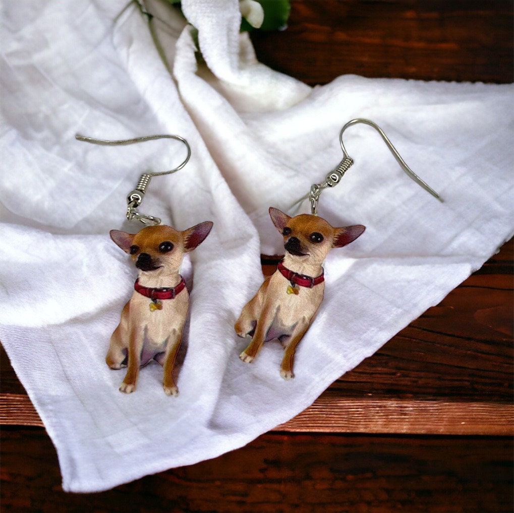 Chihuahua Earrings - Dog Earrings, Chi Mom, Dog Jewelry, Dog Mom, Chihuahua Jewelry, Dog Accessories, Puppy Earrings, Chihuahua Accessories - Rhythms of Grace Creative