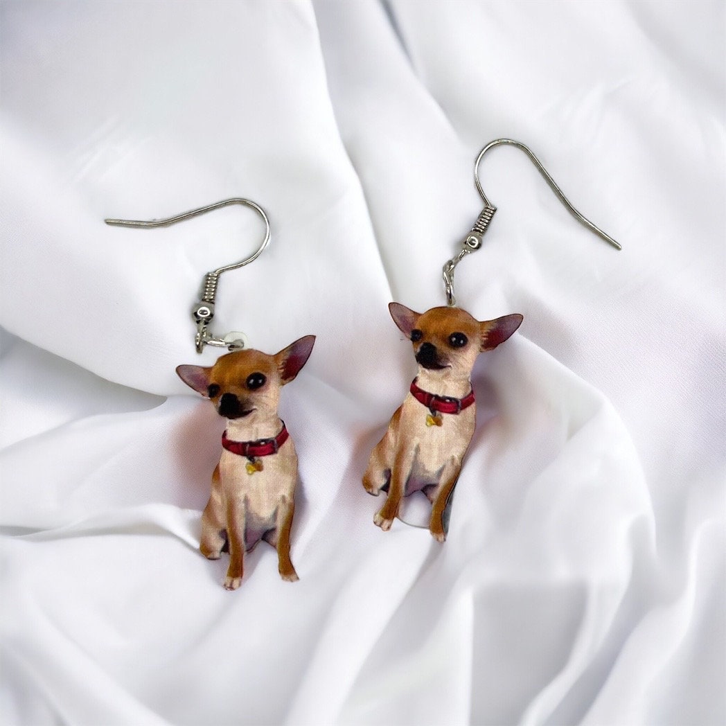 Chihuahua Earrings - Dog Earrings, Chi Mom, Dog Jewelry, Dog Mom, Chihuahua Jewelry, Dog Accessories, Puppy Earrings, Chihuahua Accessories - Rhythms of Grace Creative