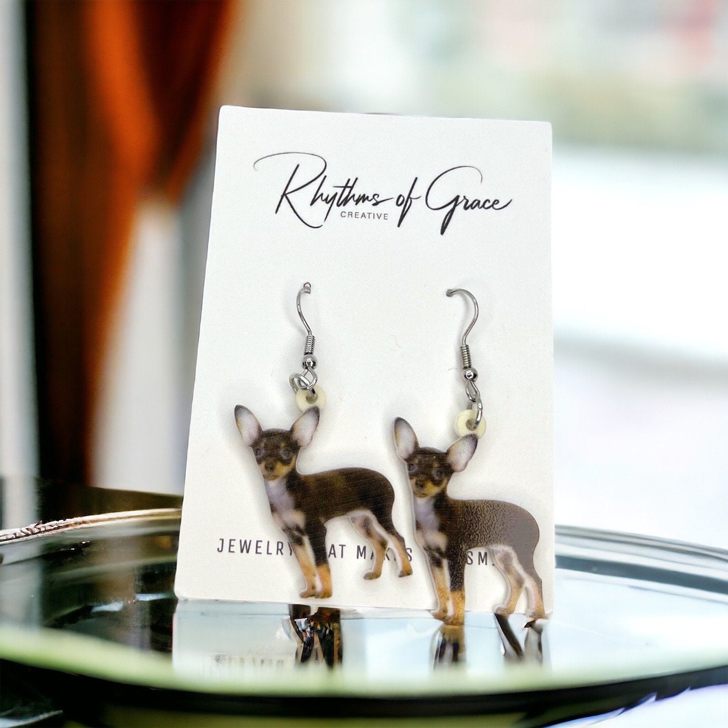 Chihuahua Earrings - Dog Earrings, Chi Mom, Dog Jewelry, Dog Mom, Chihuahua Jewelry, Dog Accessories, Puppy Earrings, Chihuahua Accessories - Rhythms of Grace Creative