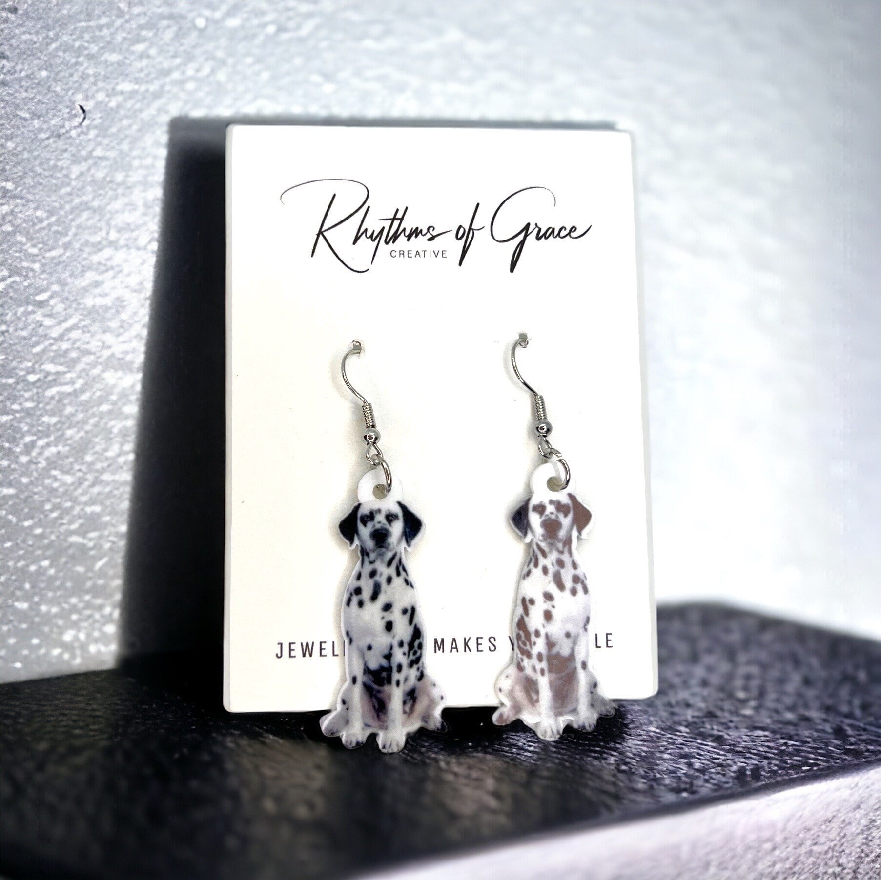 Dalmatian Dazzle: Adorable Dog Mom Earrings! 🐾 - Rhythms of Grace Creative
