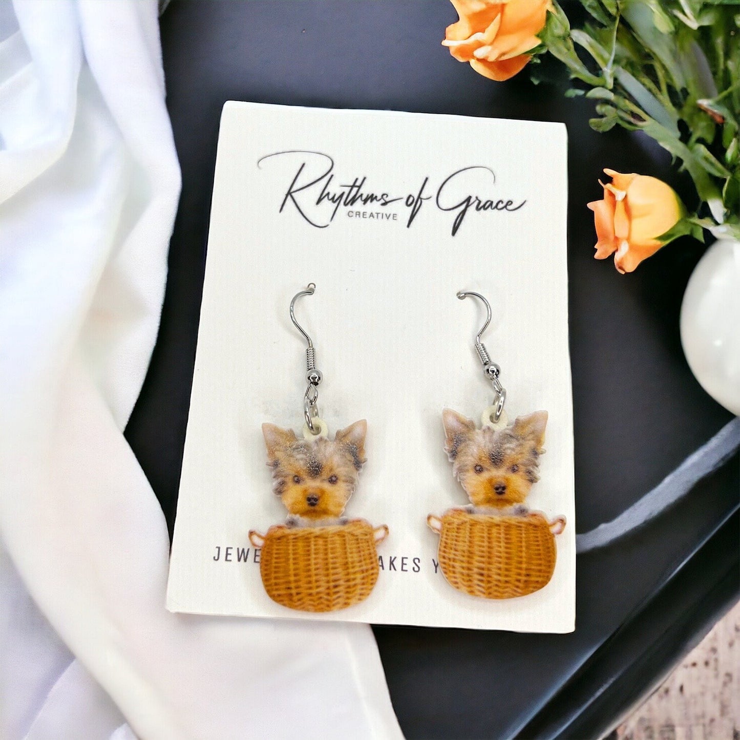 Yorkie Earrings - Dog Earrings, Yorkie Mom, Dog Jewelry, Dog Mom, Yorkie Jewelry, Dog Accessories, Puppy Earrings, Yorkie Accessories