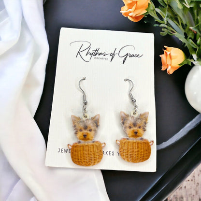 Yorkie Earrings - Dog Earrings, Yorkie Mom, Dog Jewelry, Dog Mom, Yorkie Jewelry, Dog Accessories, Puppy Earrings, Yorkie Accessories