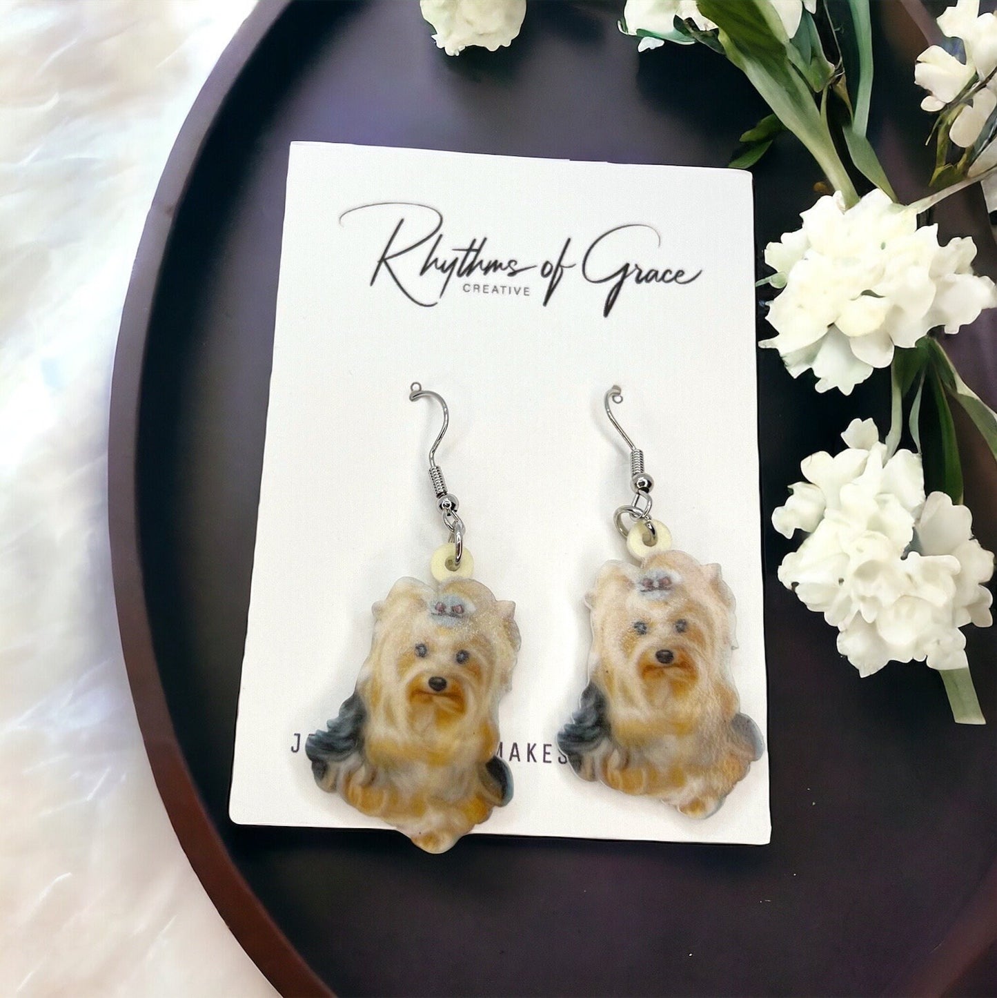 Yorkie Earrings - Dog Earrings, Yorkie Mom, Dog Jewelry, Dog Mom, Yorkie Jewelry, Dog Accessories, Puppy Earrings, Yorkie Accessories
