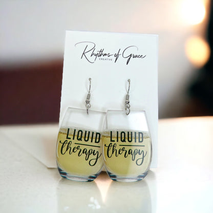 Wine Earrings - Happy Hour, Wine Down, Bachelorette Earrings, Bachelorette Accessories, Drink Earrings, Liquid Therapy, White Wine, Red Wine