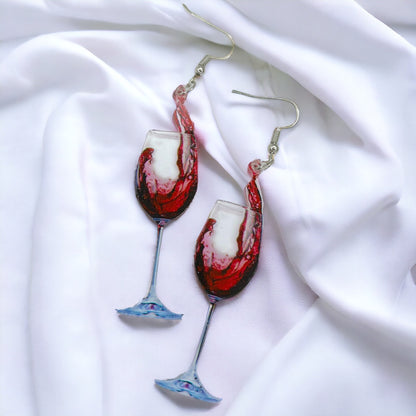 Wine Earrings - Happy Hour, Wine Down, Bachelorette Earrings, Bachelorette Accessories, Drink Earrings, Liquid Therapy, White Wine, Red Wine