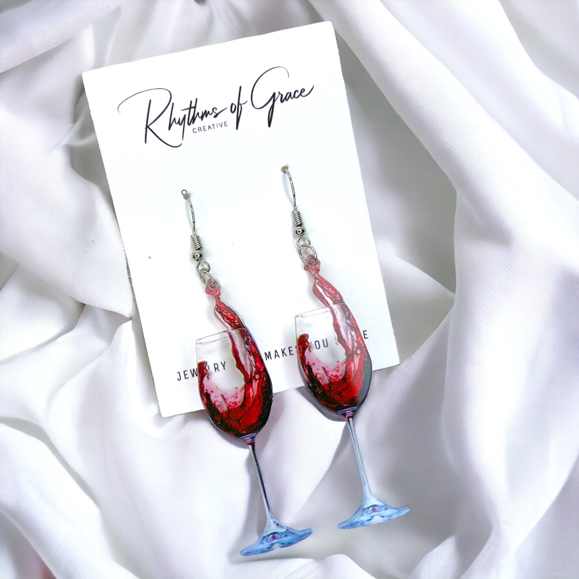 Wine Earrings - Happy Hour, Wine Down, Bachelorette Earrings, Bachelorette Accessories, Drink Earrings, Liquid Therapy, White Wine, Red Wine