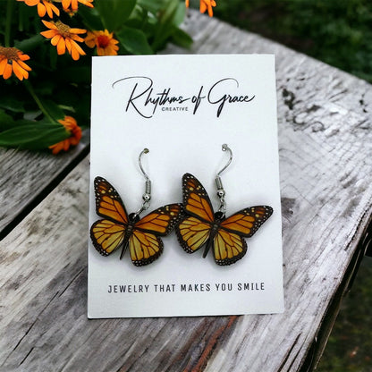 Butterfly Earrings - Easter Earrings, Handmade Earrings, Butterfly Jewelry, Butterfly Accessories, Easter Accessories, Monarch Butterfly