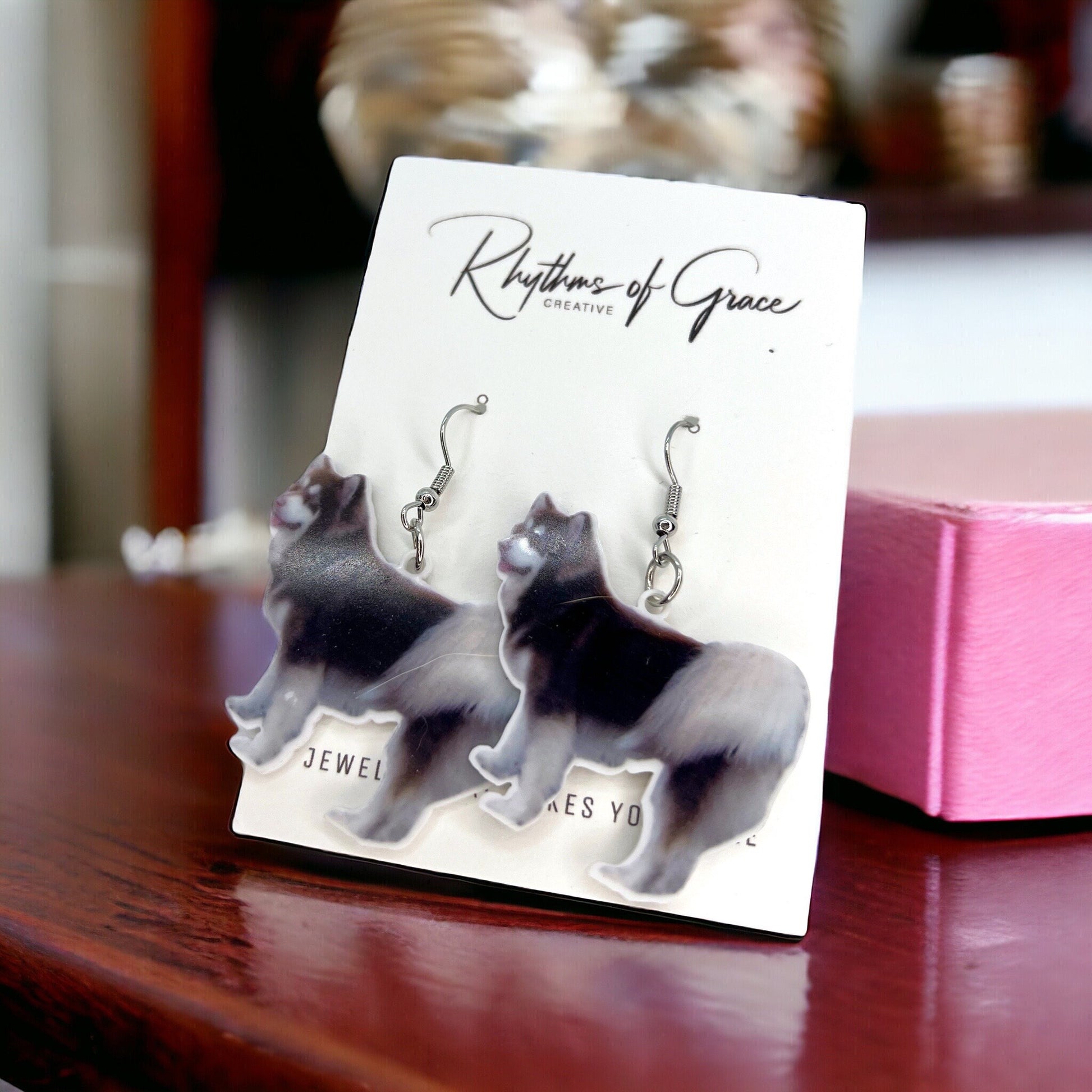 Siberian Husky Earrings - Malamute Dog, Finnish Lapphund, Dog Earrings, Dog Jewelry, Dog Mom, American Eskimo Dog, Husky Jewelry, Husky Dog