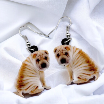 Shar Pei Earrings - Dog Earrings, Dog Jewelry, Dog Mom, Shar Pei Dog, Furbaby, Shar Pei Puppy, Wrinkled Dog, Shar Pei Gift, Chinese Dog