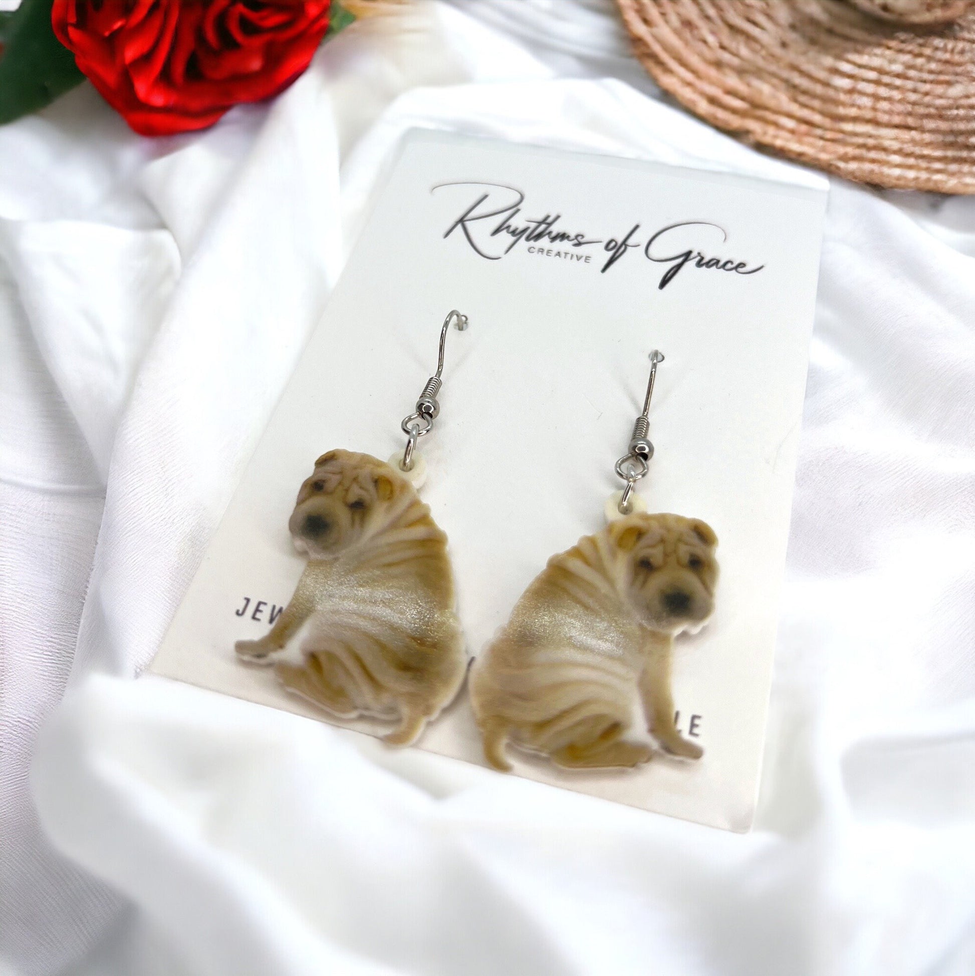 Shar Pei Earrings - Dog Earrings, Dog Jewelry, Dog Mom, Shar Pei Dog, Furbaby, Shar Pei Puppy, Wrinkled Dog, Shar Pei Gift, Chinese Dog