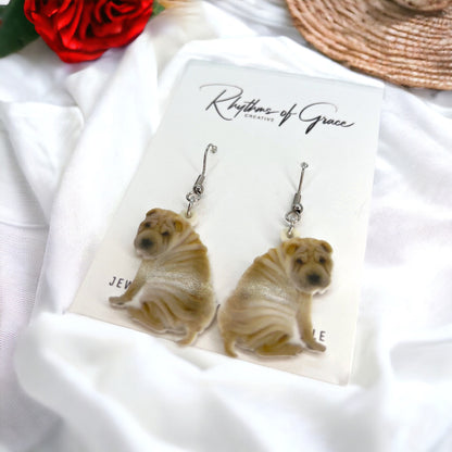Shar Pei Earrings - Dog Earrings, Dog Jewelry, Dog Mom, Shar Pei Dog, Furbaby, Shar Pei Puppy, Wrinkled Dog, Shar Pei Gift, Chinese Dog