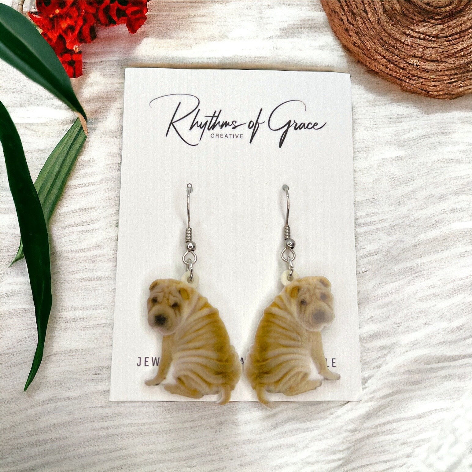 Shar Pei Earrings - Dog Earrings, Dog Jewelry, Dog Mom, Shar Pei Dog, Furbaby, Shar Pei Puppy, Wrinkled Dog, Shar Pei Gift, Chinese Dog
