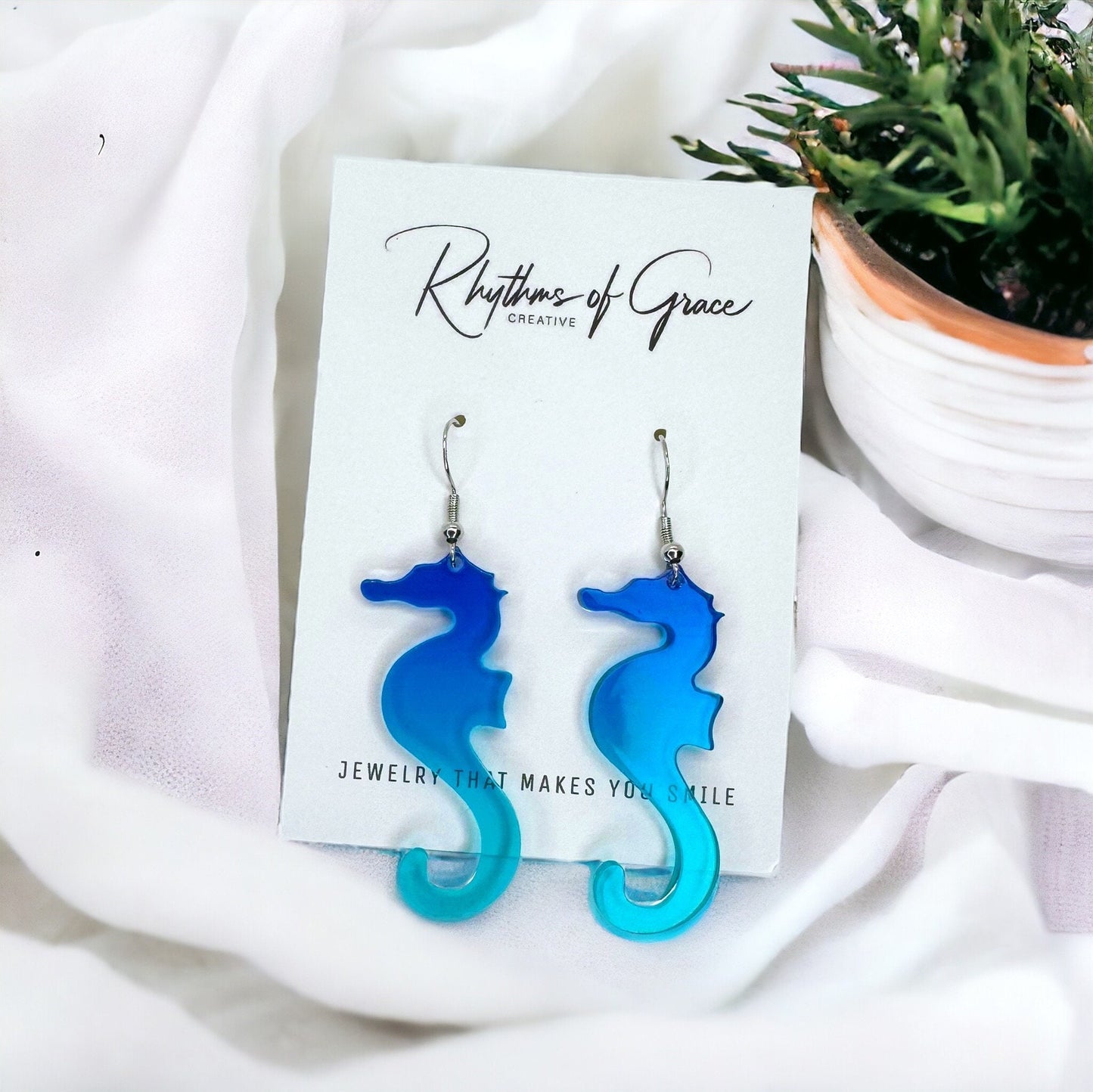 Seahorse Earrings - Seahorse Jewelry, Ocean Earrings, Seashore Earrings, Handmade Earrings, Handmade Jewelry, Animal Earrings, Ocean Animal