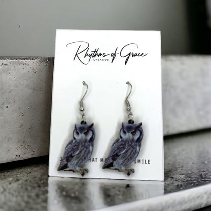 Owl Earrings - Owl Jewelry, Horned Owl, Bird Earrings, Handmade Earrings, Handmade Jewelry, Animal Earrings, Bird Jewelry, Owl Gift, Hoot