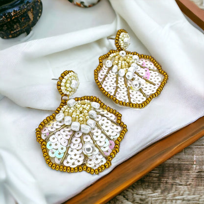 Seashell Earrings - Seashell Jewelry, Beaded Earrings, Handmade Earrings, Handmade Jewelry, Shell Earrings, Shell Jewelry, Seashore Decor