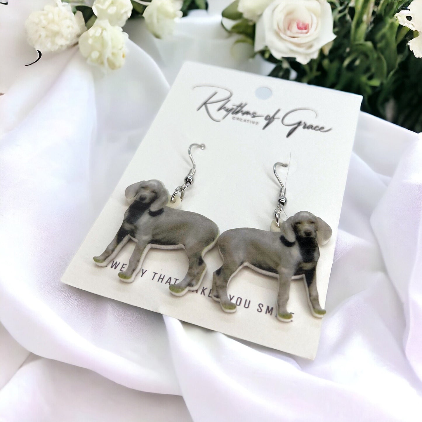 Weimaraner Earrings - Dog Earrings, Dog Jewelry, Dog Mom, Weimaraner Dog, Handmade Earrings, Furbaby, Weimaraner Puppy, Weimaraners
