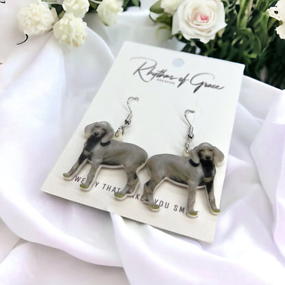 Weimaraner Earrings - Dog Earrings, Dog Jewelry, Dog Mom, Weimaraner Dog, Handmade Earrings, Furbaby, Weimaraner Puppy, Weimaraners