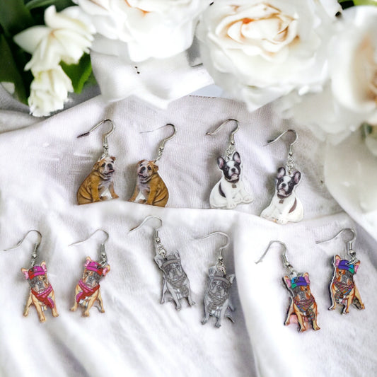 Bulldog Earrings - Dog Earrings, Dog Jewelry, Dog Mom, English Bulldog, Furbaby, Bulldog Puppy, Bulldog Mom, Handmade Earrings, British