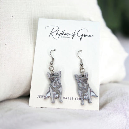 Bulldog Earrings - Dog Earrings, Dog Jewelry, Dog Mom, English Bulldog, Furbaby, Bulldog Puppy, Bulldog Mom, Handmade Earrings, British