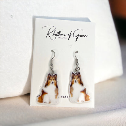 Collie Earrings - Rough Collie, Dog Earrings, Dog Jewelry, Dog Mom, Sheltie, Handmade Earrings, Collie Gift, Sheep Dog, Collie Dog, Collies