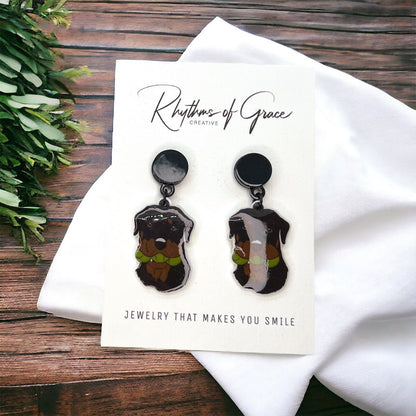 Rottweiler Earrings - Rottweiler Dog, Dog Earrings, Dog Jewelry, Dog Mom, Rottweiler Breed, Handmade Earrings, Rottweiler Gift, Rottweilers