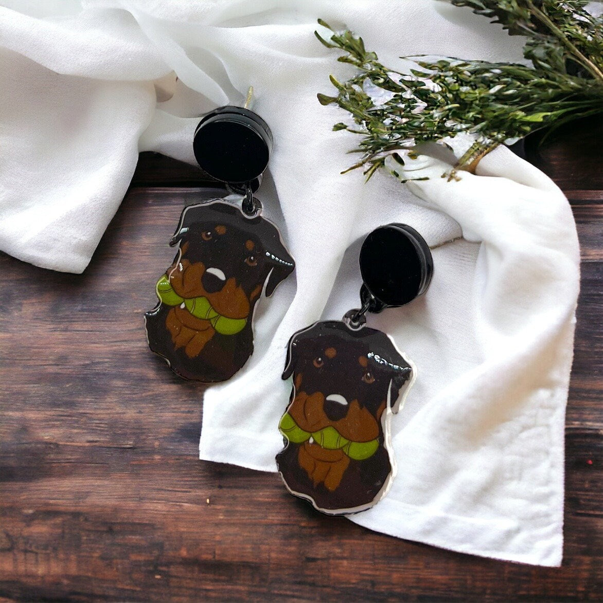 Rottweiler Earrings - Rottweiler Dog, Dog Earrings, Dog Jewelry, Dog Mom, Rottweiler Breed, Handmade Earrings, Rottweiler Gift, Rottweilers