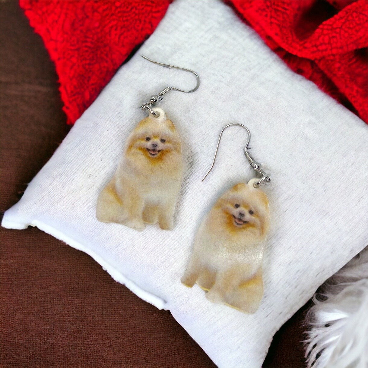 Pomeranian Earrings - Pomeranian Dog, Dog Earrings, Dog Jewelry, Dog Mom, Pomeranian Breed, Handmade Earrings, Pomeranian Gift, Pomeranians