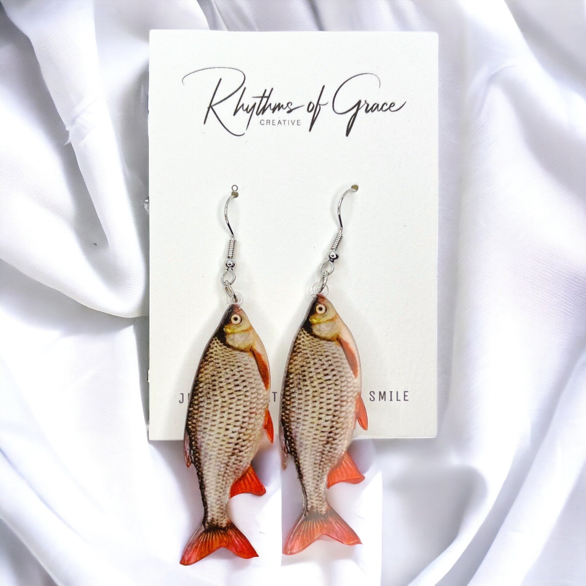 Fish Earrings - Fish Jewelry, Handmade Earrings, Handmade Jewelry, Animal Earrings, Fisherman, Fishing, Sportsman Paradise, Fishy, Fish Gift