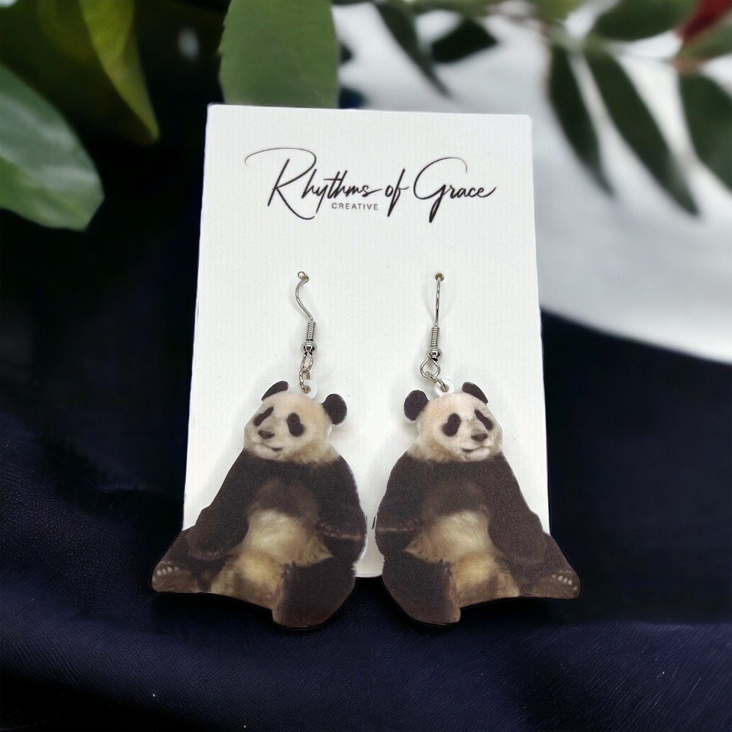 Panda Earrings - Panda Jewelry, Handmade Earrings, Handmade Jewelry, Animal Earrings, Animal Jewelry, Giant Panda, Panda Bear, Bamboo