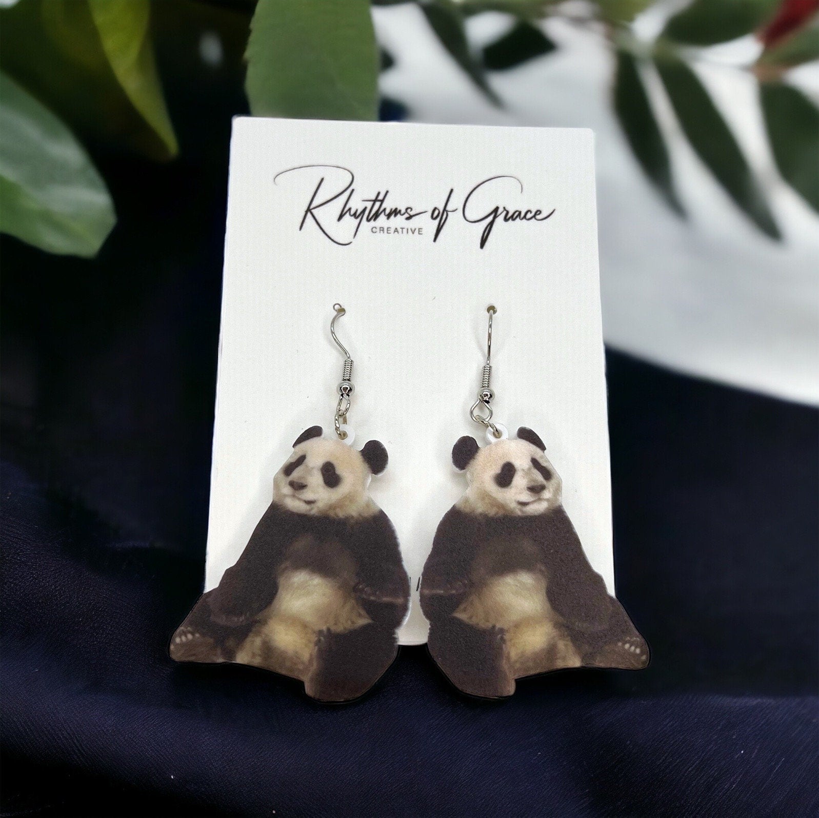 Panda Earrings - Panda Jewelry, Handmade Earrings, Handmade Jewelry, Animal Earrings, Animal Jewelry, Giant Panda, Panda Bear, Bamboo