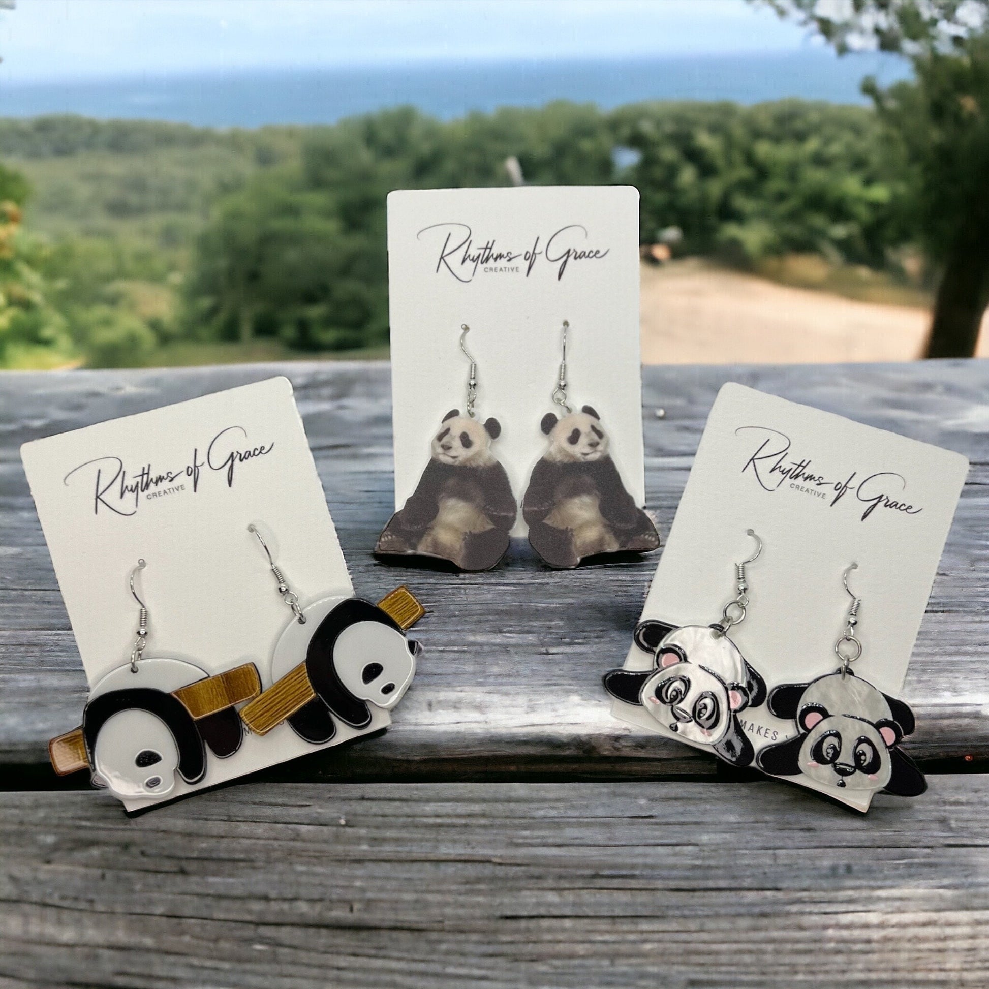 Panda Earrings - Panda Jewelry, Handmade Earrings, Handmade Jewelry, Animal Earrings, Animal Jewelry, Giant Panda, Panda Bear, Bamboo