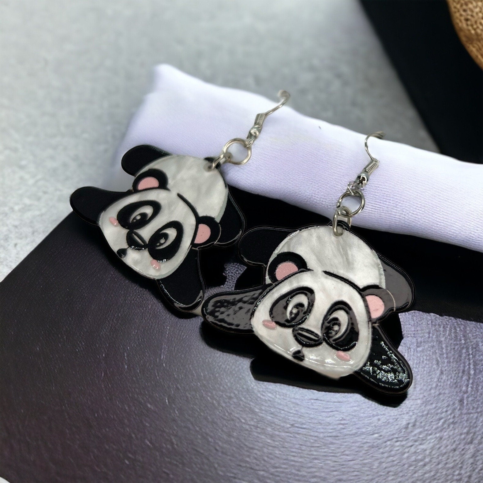 Panda Earrings - Panda Jewelry, Handmade Earrings, Handmade Jewelry, Animal Earrings, Animal Jewelry, Giant Panda, Panda Bear, Bamboo