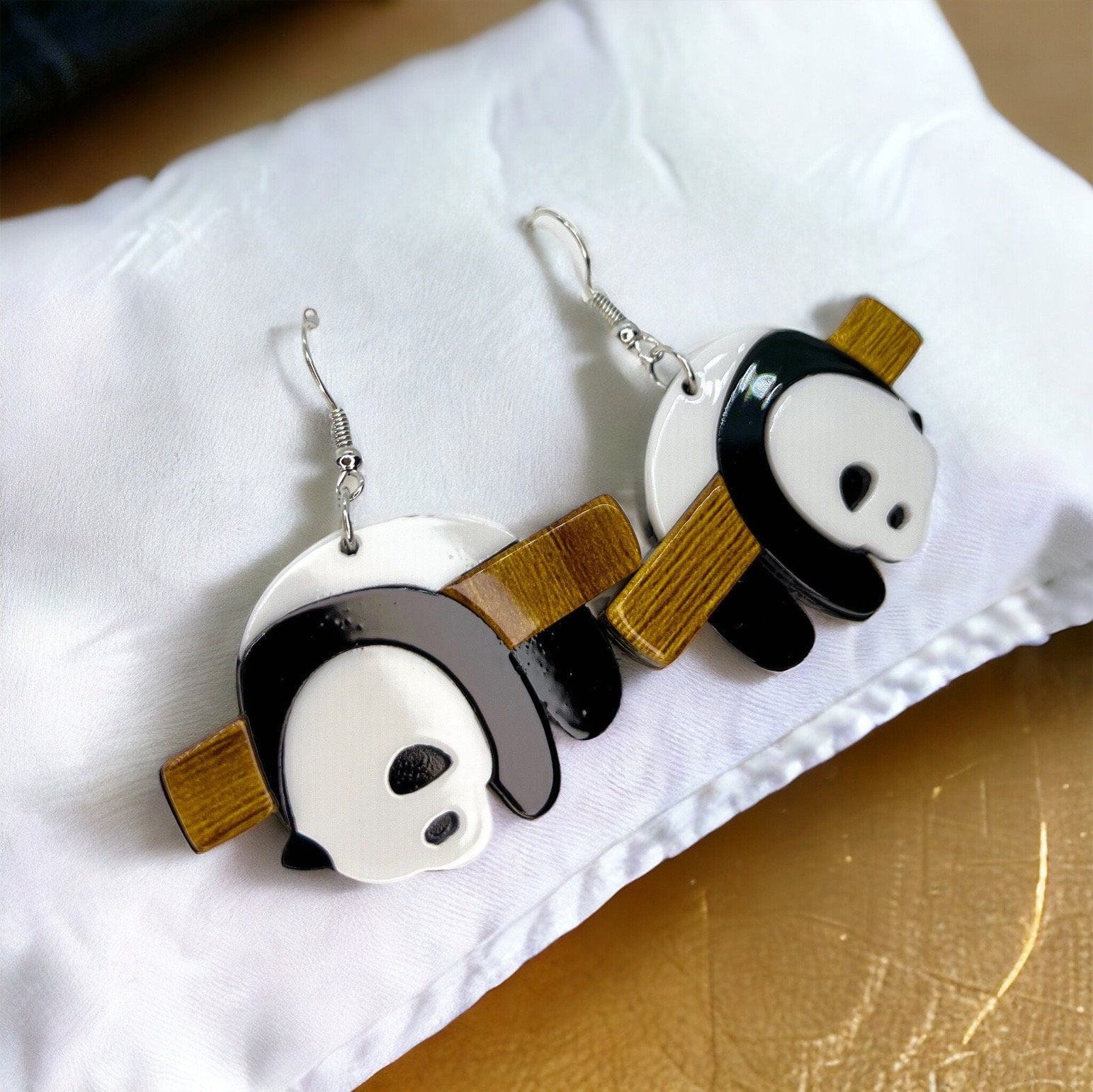 Panda Earrings - Panda Jewelry, Handmade Earrings, Handmade Jewelry, Animal Earrings, Animal Jewelry, Giant Panda, Panda Bear, Bamboo