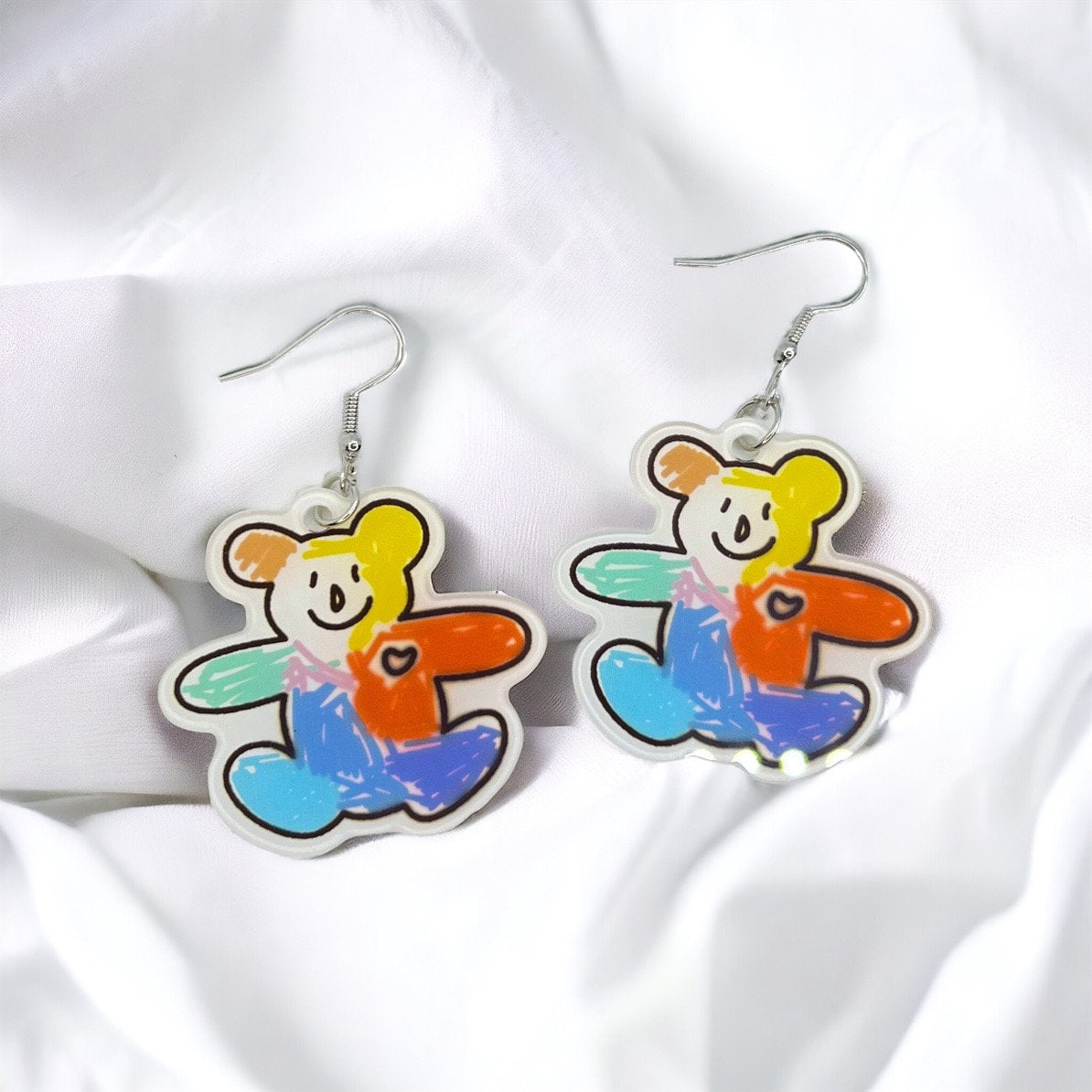 Teddy Bear Earrings - Teddy Bear Jewelry, Handmade Earrings, Daycare Teacher, Animal Earrings, Kindergarten Teacher, Stuffed Animal