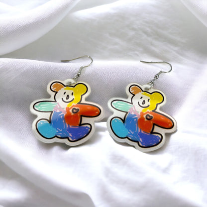 Teddy Bear Earrings - Teddy Bear Jewelry, Handmade Earrings, Daycare Teacher, Animal Earrings, Kindergarten Teacher, Stuffed Animal