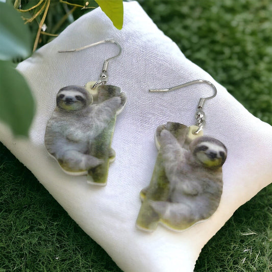 Sloth Earrings - Sloth Jewelry, Handmade Earrings, Handmade Jewelry, Animal Earrings, Animal Jewelry, Sloth Lover, Sloth Gift, Sloths