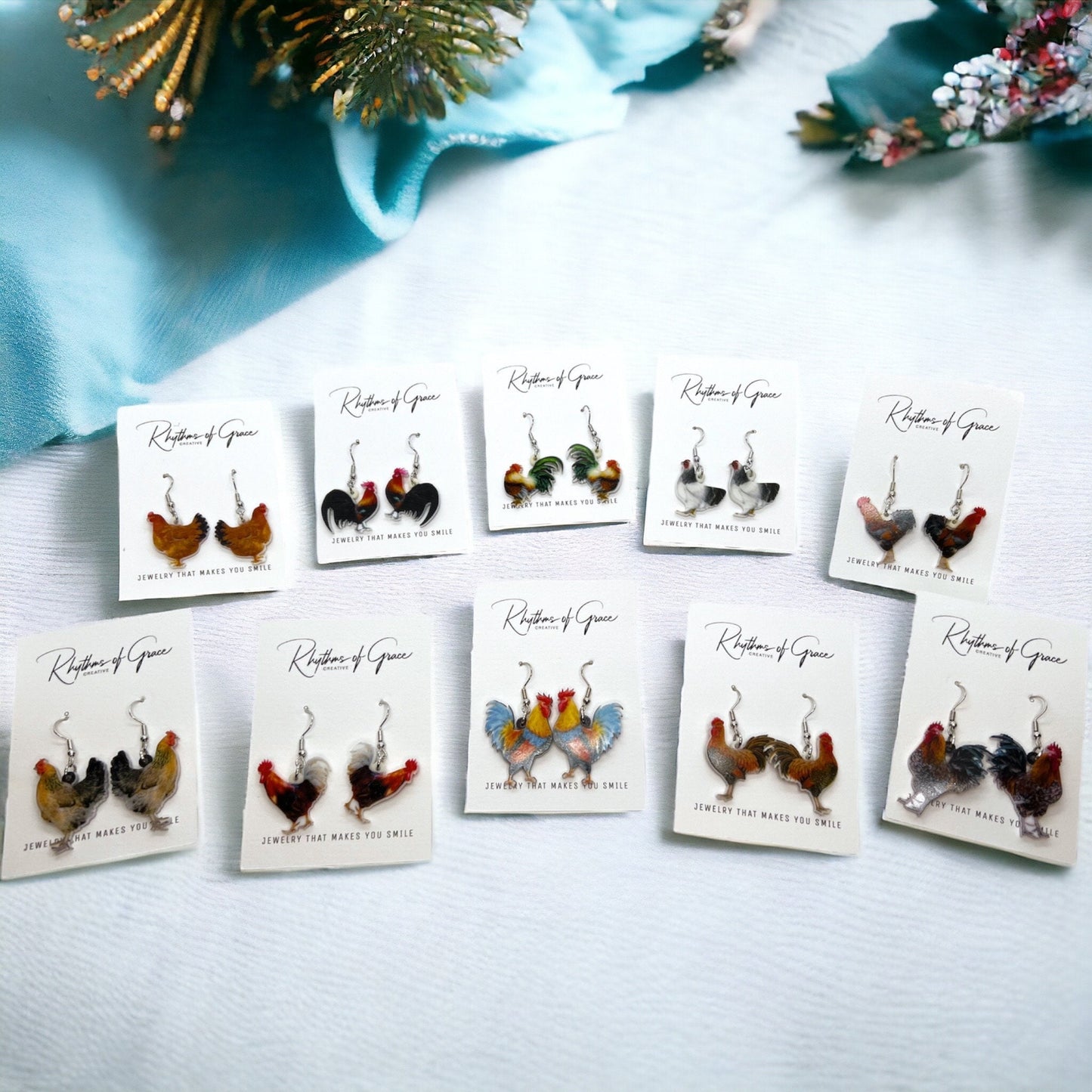 Rooster Earrings - Rooster Jewelry, Handmade Earrings, Handmade Jewelry, Animal Earrings, Animal Jewelry, Chicken Earrings, Chicken Mom