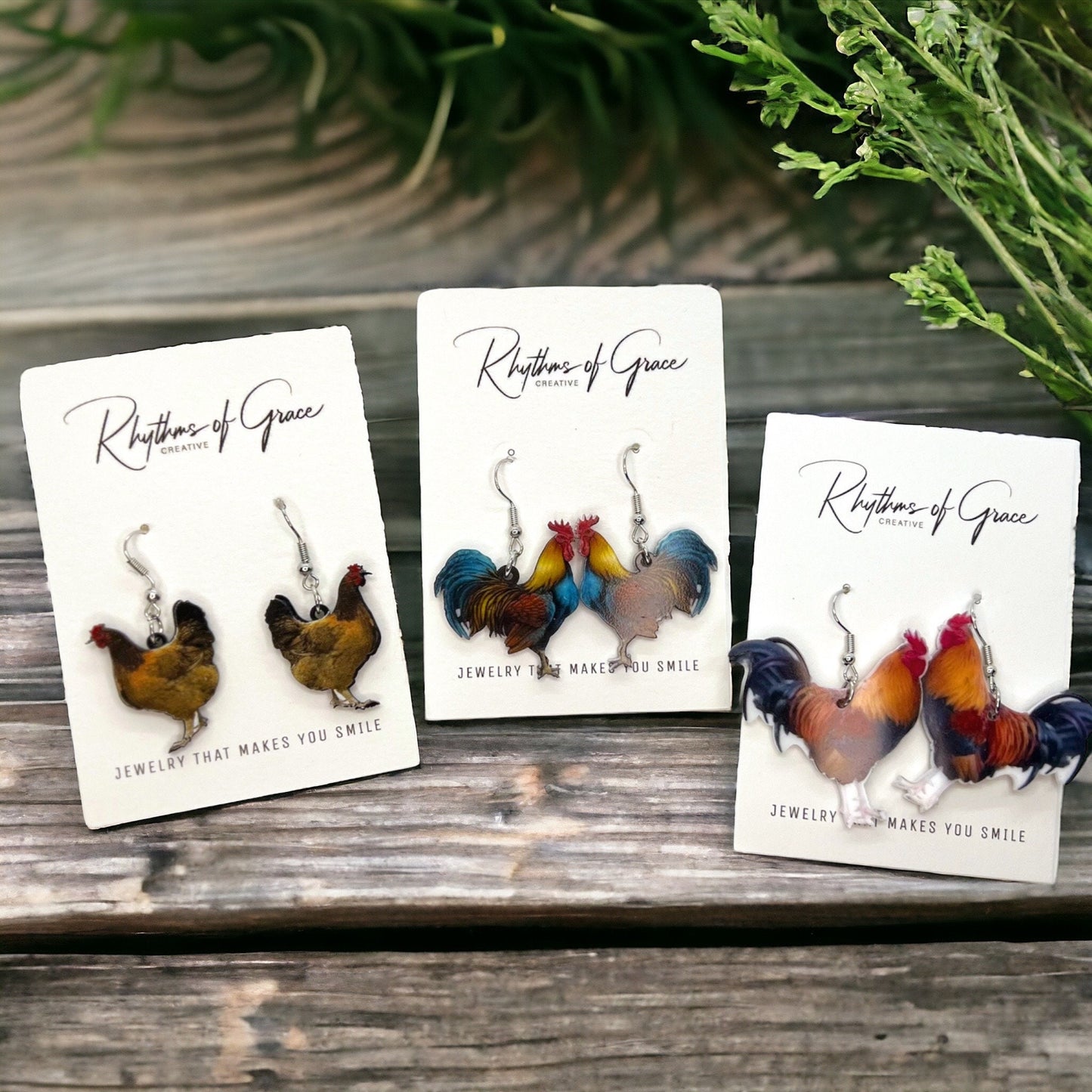 Rooster Earrings - Rooster Jewelry, Handmade Earrings, Handmade Jewelry, Animal Earrings, Animal Jewelry, Chicken Earrings, Chicken Mom