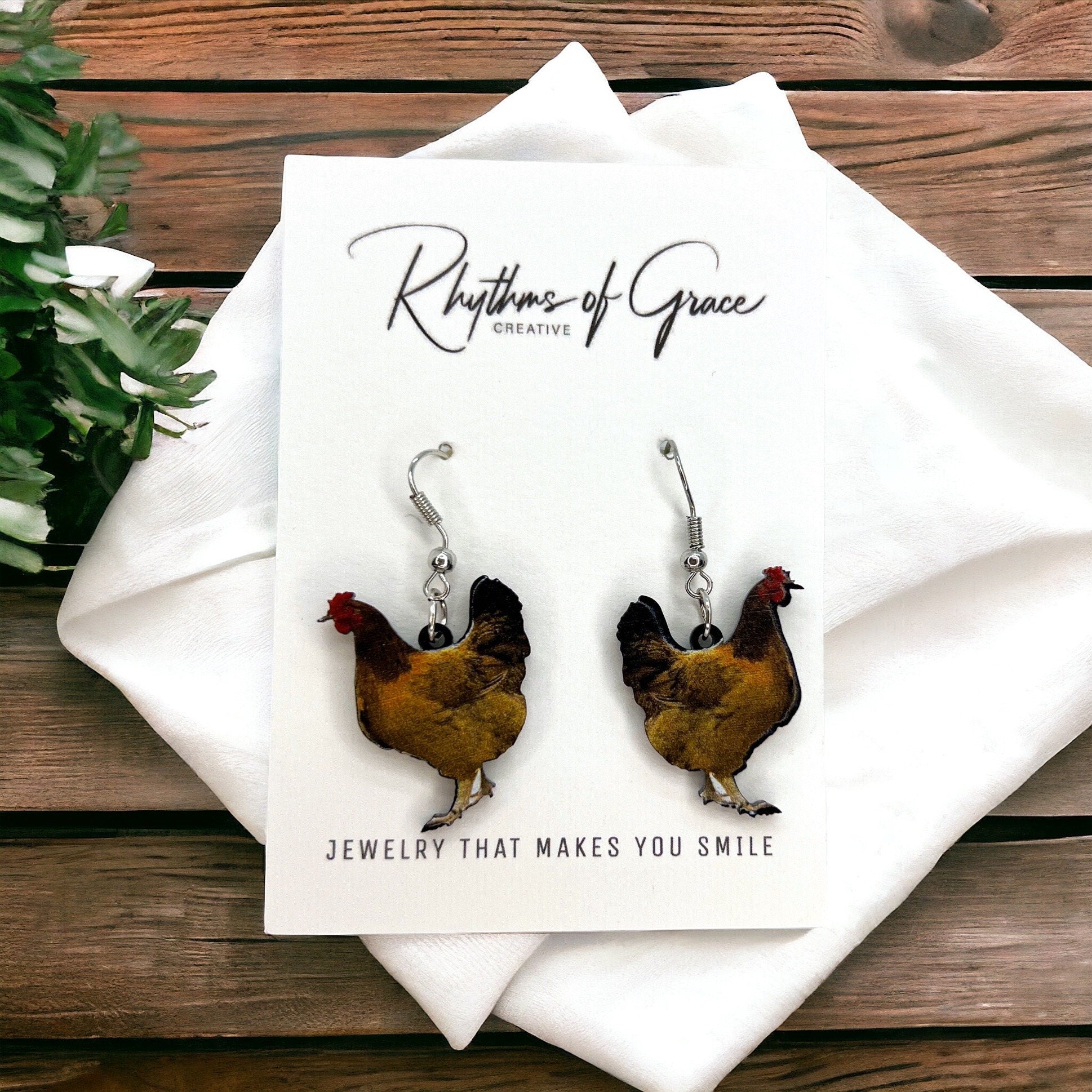 Rooster Earrings - Rooster Jewelry, Handmade Earrings, Handmade Jewelry, Animal Earrings, Animal Jewelry, Chicken Earrings, Chicken Mom