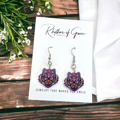 Tiger Earrings - Tiger Jewelry, Handmade Earrings, Handmade Jewelry, Animal Earrings, Tiger Football, Animal Jewelry, Tigers, Tiger Costume